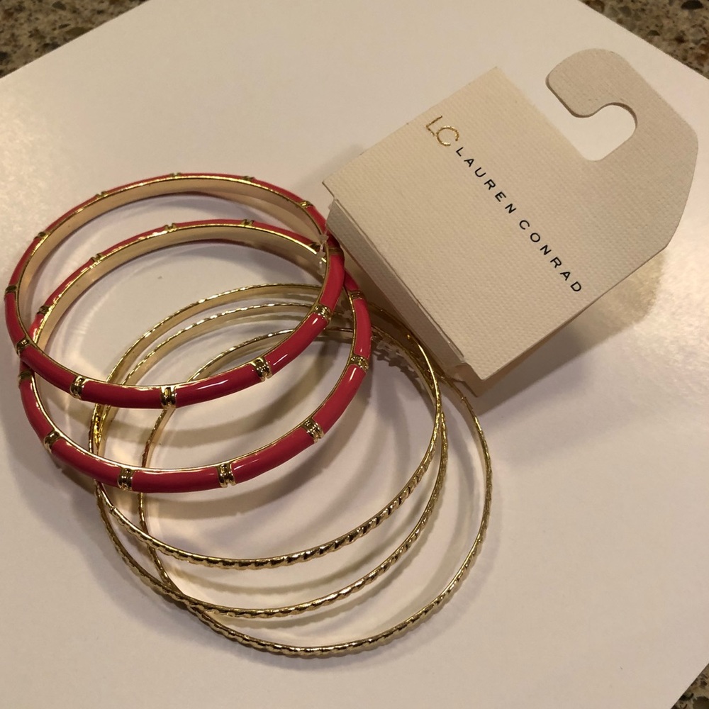 LC Lauren Conrad Twist Bangle Bracelet Set Pink - Picture 5 of 8